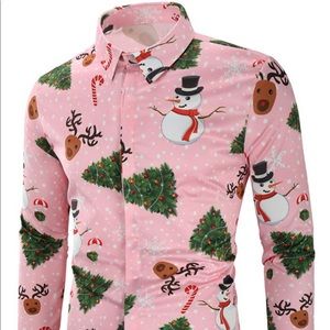 NEW Christmas print button up shirt
